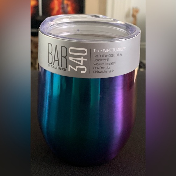Bar 340 by Cambridge 12-Ounce Rainbow Stemless Wine Tumbler with Lid - Picture 1 of 5